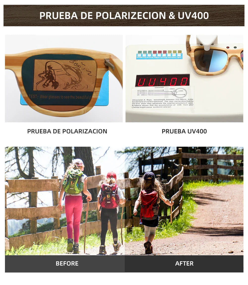 Natural Zebra bamboo adult sunglasses Manual polarized glasses Mirror coated lens Glasses Gift box 8621C
