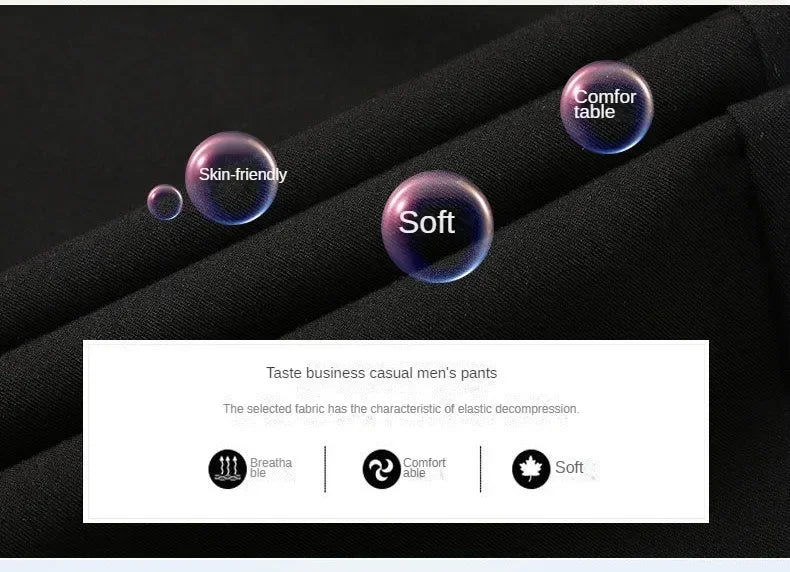 Casual Suit Pants Stretch Men's Dress Pants Black Navy Blue Suit Pants Straight Slim-Fit Business Formal Trousers Plus Size 40