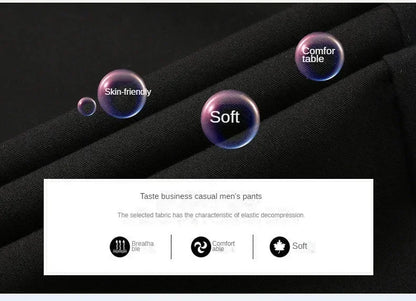 Casual Suit Pants Stretch Men's Dress Pants Black Navy Blue Suit Pants Straight Slim-Fit Business Formal Trousers Plus Size 40