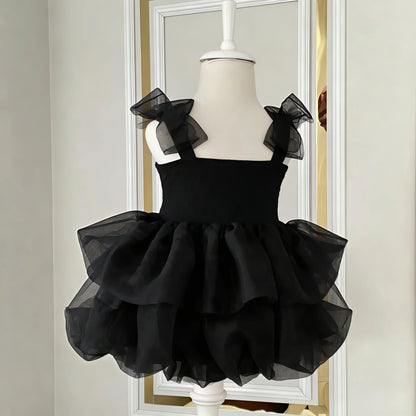 Elegant 1 Year Birthday Summer Princess Girls Bow Dress For Evening Party Toddler Costume Children's Clothing Tutu Mesh Skirts