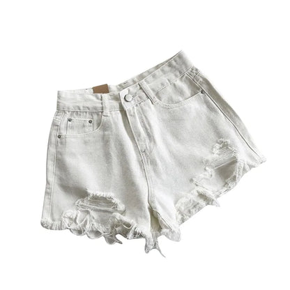 Korean Denim Holes Shorts For Women  Fashion High WaistWide Leg Short Jeans Female Designer Casual Street Short 2025 New Trend