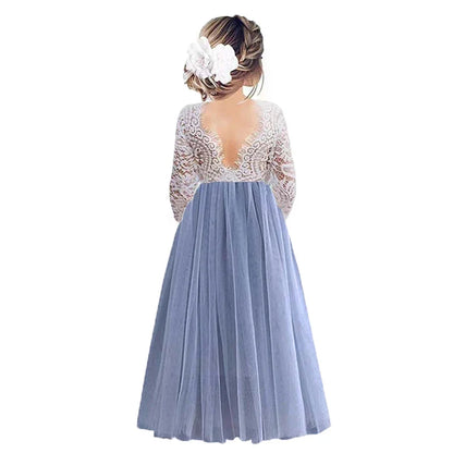 Vestido de Festa Princesa Renda para Menina Bebê Crianças Vestidos de Aniversário de Casamento de Verão Roupa Infantil 2 4 6 8 10 12 14