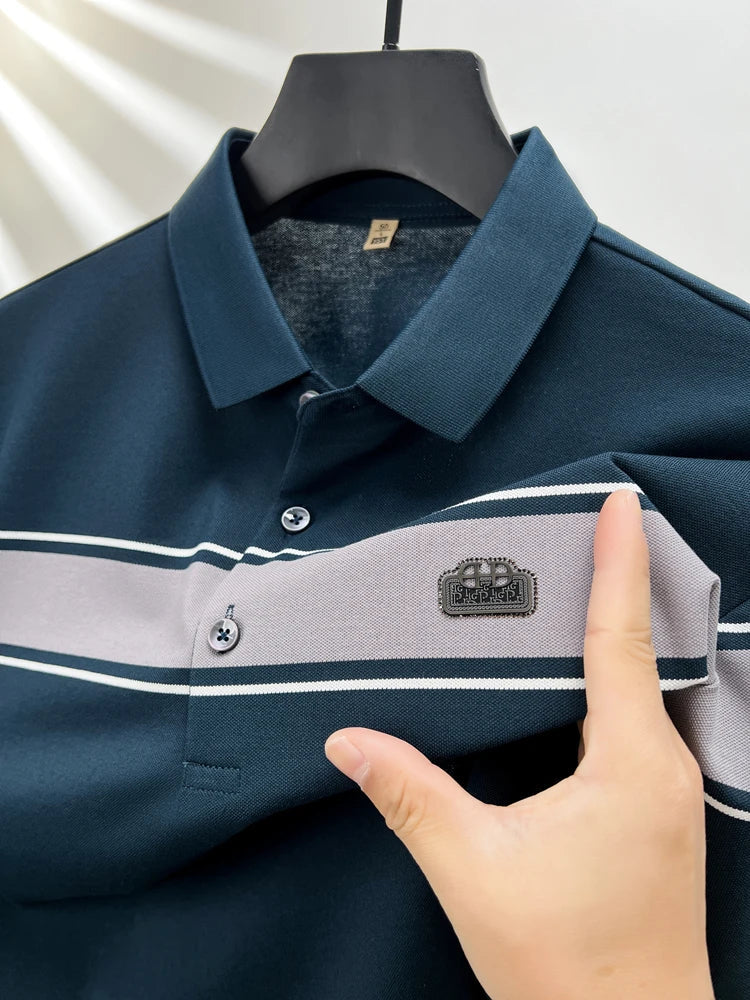 Summer best-selling high-end brand exquisite embroidery men's short sleeve POLO shirts breathable cotton casual business T-shirt