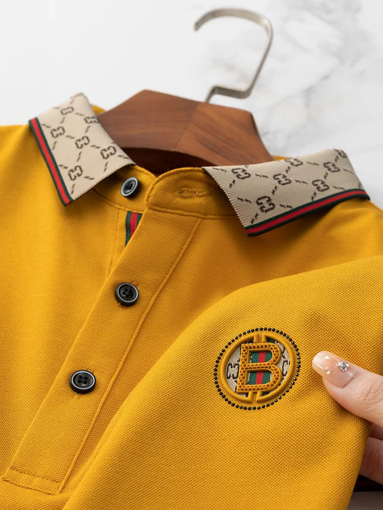 2025 New Summer Men's Business Leisure High end Fashion Boutique Embroidery Original Design Top Short sleeved Polo Shirt