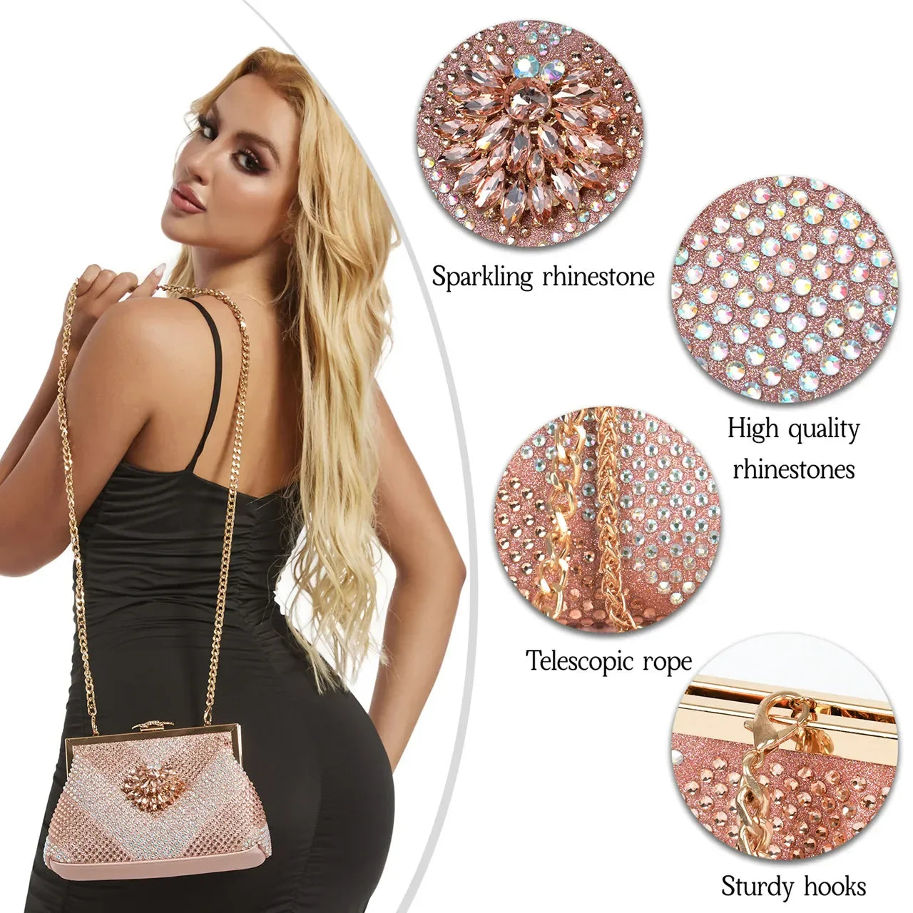 Italian Design Rhinestone Luxury Wine Colour Pointed Toe Shoe & Bag Set Women's High Heels for Parties