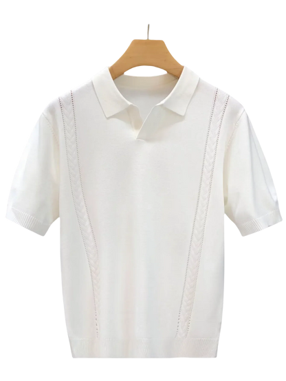 Wholesale Men Summer T-shirt Thin Knitted Ice Silk Short Sleeve 2025 New Youth Luxury Style Lapel Short-sleeved POLO Shir