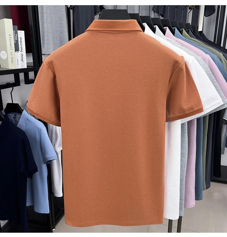 100% pure cotton high-end brand men's short sleeve polo shirt comfort lightweight summer casual T-shirt youthful fashionable top