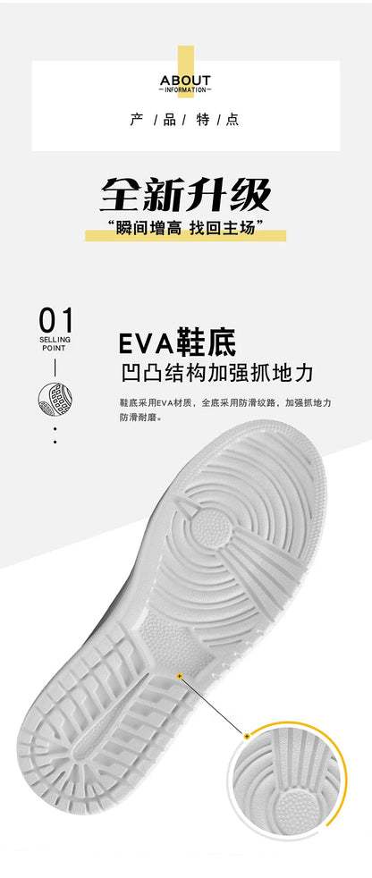 Novos sapatos masculinos invisíveis para aumentar a altura, sapatos esportivos de 6 CM-8 CM-10 CM, sapatos esportivos de couro branco para homens, tamanhos ampliados 36-46