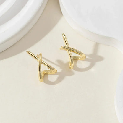 Trendy Gold Color Cross Stud Earrings for Women Dainty Simple Minimalist Earring Fashion Jewelry Party Gifts Wholesale