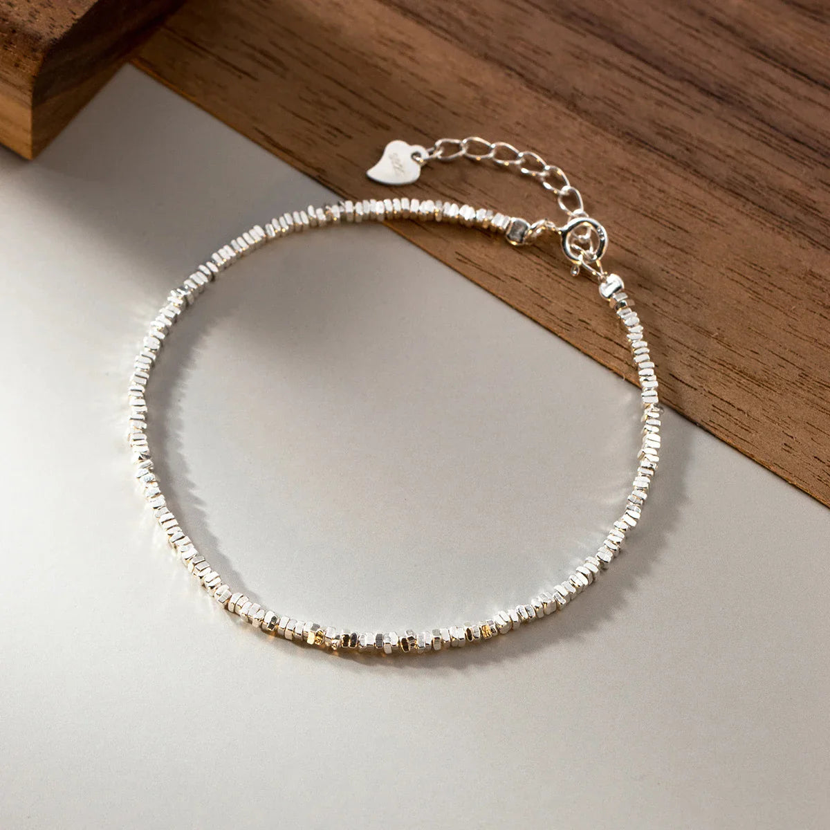 Genuine 100% 925 Sterling Silver Simple Geometric Design Bracelet for Girls Trendy Women Basic Chain Fine Party Jewelry