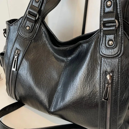 Daily Business Commuting Large Capacity Tote Hand Bags Soft Pu Leather Shoulder Bags for Women Zipper Women's Handbags Quality
