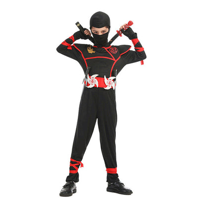 Red Ninja Costume Boy Halloween Japanese Samurai Costume Kid Ninja Jumpsuit with Ninja Foam Accessories Best Children Gift