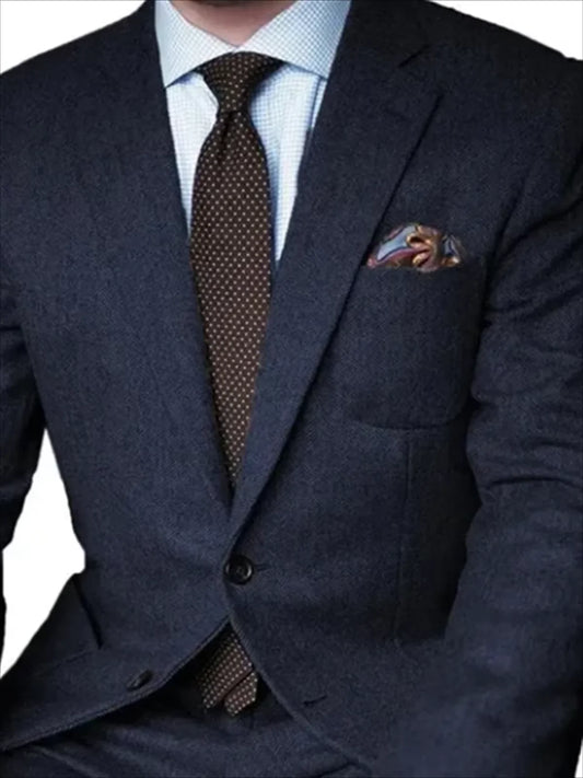2 Piece Men s Suits Blazers Brown Herringbone Tweed Casual Men for Winter Wedding Groomsmen Tuxedo Male Set Jacket with Pants