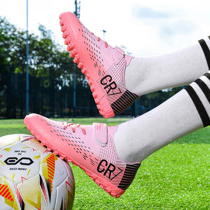 New Hot Children Football Boots Outdoor Trainers Soccer Shoes for Kids Boys Girls Hook Loop Football Cleats Futsal Sneakers28-39
