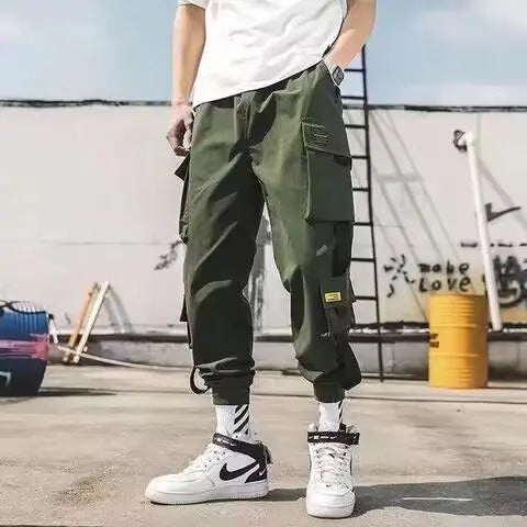 Spring and Summer Men's Casual and Cargo Pants Man Bound Feet Function Versatile Korean Version Trend Men's Trendy Brands