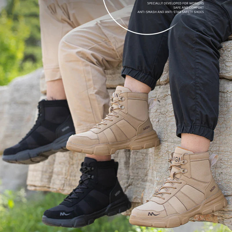 Camouflage Safety Boots Men and Women Work Indestructible Shoes Climbing Steel Toe Protective Boots Anti-puncture Safety Shoes