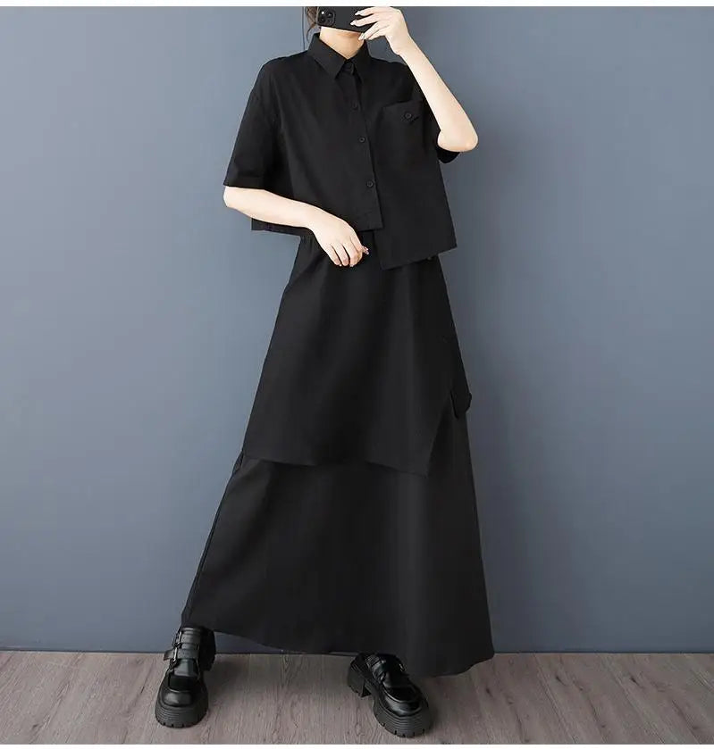 2026 Women's Fashion Spring And Summer Loose Irregular Versatile Personality Asymmetry A-line Ankle-length Elastic Waist Skirt