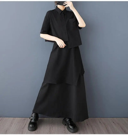 2026 Women's Fashion Spring And Summer Loose Irregular Versatile Personality Asymmetry A-line Ankle-length Elastic Waist Skirt