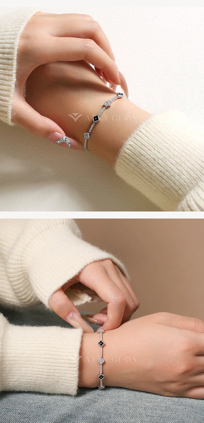 Flowers Design Moissanite Charm Bracelet For Women 925 Sterling Silver 18KGold Plated Tennis Luxury Chain Party Jewelry