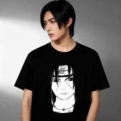 Floral Print T-Shirt Soft Breathable Casual Comfortable Anime Naruto Uchiha Itachi Printed Men Women Pure Cotton Short Sleeve