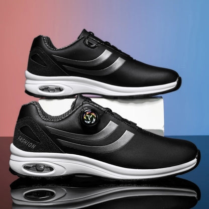 New Men's Fashion Casual sports shoes, Comfortable Hovershoe sole, Outdoor Leisure Walking cycling, Golf shoes, black and White