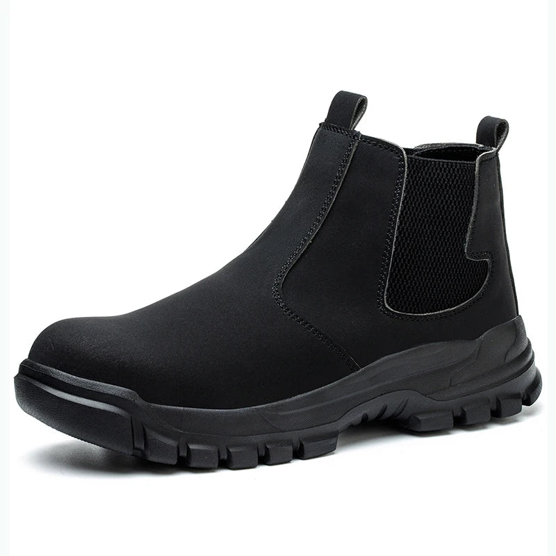 Men Work Boots Puncture-Proof  Waterproof Work Shoes Steel Toe Safety Boots Industrial Indestructible Boots Side Zipper Shoes