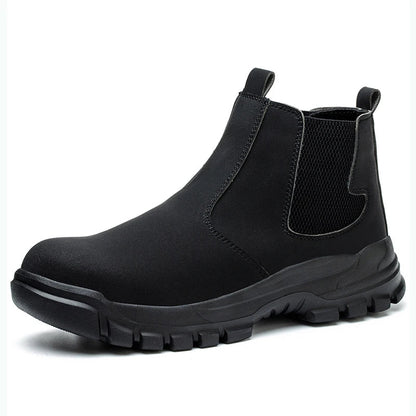 Men Work Boots Puncture-Proof  Waterproof Work Shoes Steel Toe Safety Boots Industrial Indestructible Boots Side Zipper Shoes
