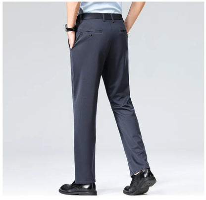 Large Size 52 Mens Casual Pants Elastic Suit Pants Office Trousers Spandex Business Formal Dress Straight Pants