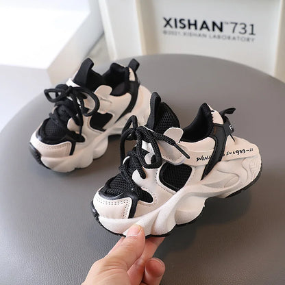 Sports Shoes for Children Baby Girls Shoes Kids Shoes Boys Chunky Sneakers Toddler Lace-up Casual Shoes Thick Bottom Sneakers