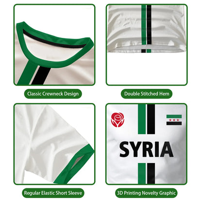 Syria Football T-Shirt Summer Sports Breathable Quick-drying Men's Tops Syrian Flag Map Print Short Sleeve Jersey Kid's Clothes