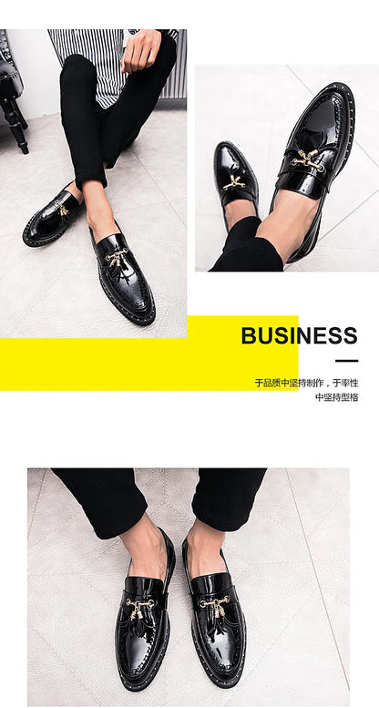 Luxury Red Patent Men Formal Shoes Leather Designer Tassels Mens Oxford Shose Fashion Wedding Men Dress Shoes sapato social