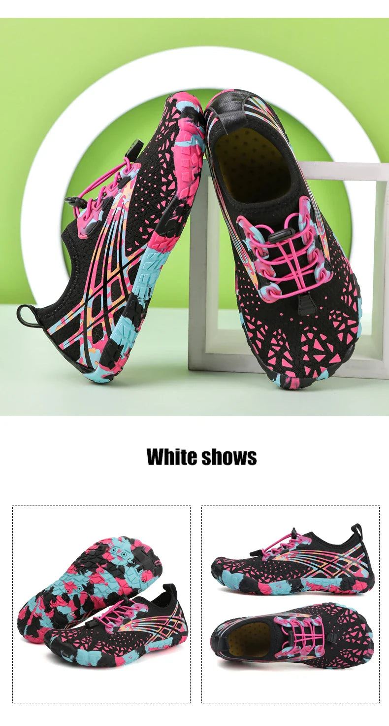 Qiuck Drying Aqua Shoes Women's Water Shoes Swimming Barefoot Five Fingers Aqua Shoes Colorful Beach Seaside Light Sneakers