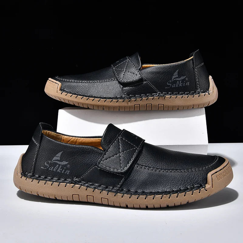 Men's Slip On Loafers Soft Leather Preppy Lightweight Breathable Driving Shoes Non Slip Daily Fashion Casual Outdoor Sneakers