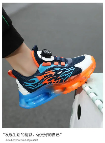 New Anti-skid Leather Kids Sneakers for Boys Running Walking Lightweight Casual Shoes With Fashion Dragon Pattern Size 28-39