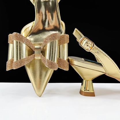 Italian Design High Quality Elegant Butter-fly Design Decoration Peach Color Party Wedding Women Shoes and Bag