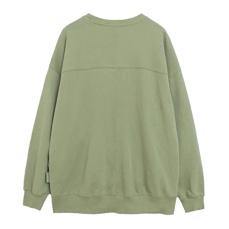 Embroidery Sweatshirt Women O Neck Pullover Tops Female Casual Loose Jumper Oversized Unisex Couple