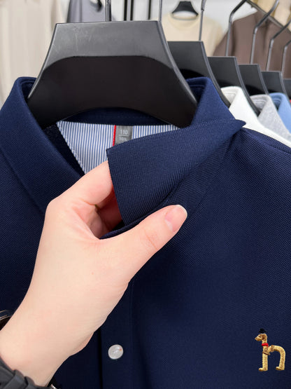 Brand Design Men's Polo Shirt Lapel Short Sleeve T-Shirt Summer New Exquisite Dog Embroider Fashion Business Handsome Men's Wear