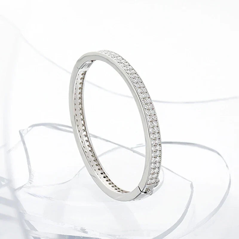 Real GRA Certified D Color 2mm 0.03CT Full Moissanite Bracelet Bangle for Women Party S925 Silver All Diamond Bracelets