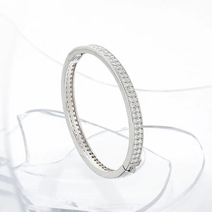 Real GRA Certified D Color 2mm 0.03CT Full Moissanite Bracelet Bangle for Women Party S925 Silver All Diamond Bracelets