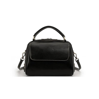 Genuine Leather Women's Handbag Cowhide Shoulder Bag Large Capacity Boston Crossbody Satchel For Fashion Bolsa Two Straps