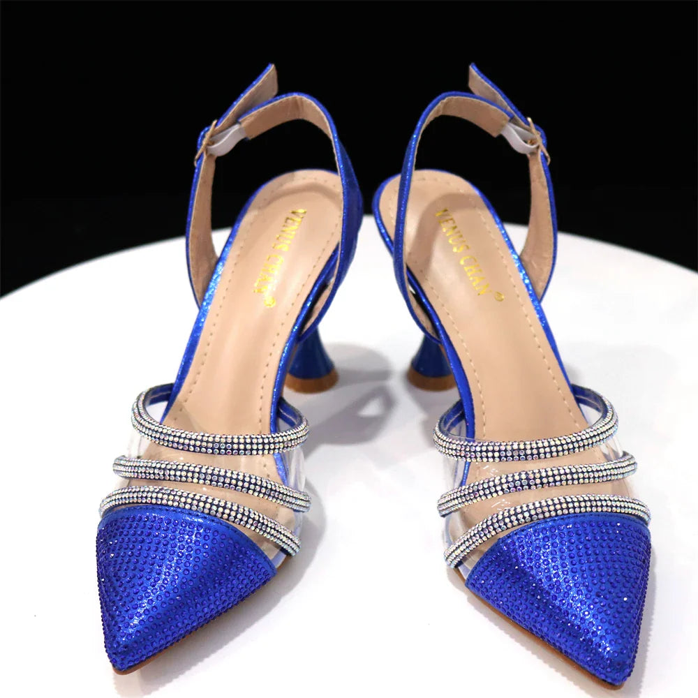 Newest INS Style Orange Color Elegant High Heels Nigeria Popular Design African Ladies Shoes And Bag Set