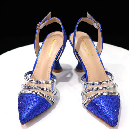 Newest INS Style Orange Color Elegant High Heels Nigeria Popular Design African Ladies Shoes And Bag Set