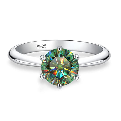 0.5ct 1ct 2ct 3ct Blue Pink Purple Black Moissanite Rings for Women Sterling 925 Silver Wedding Party Band Woman's Ring