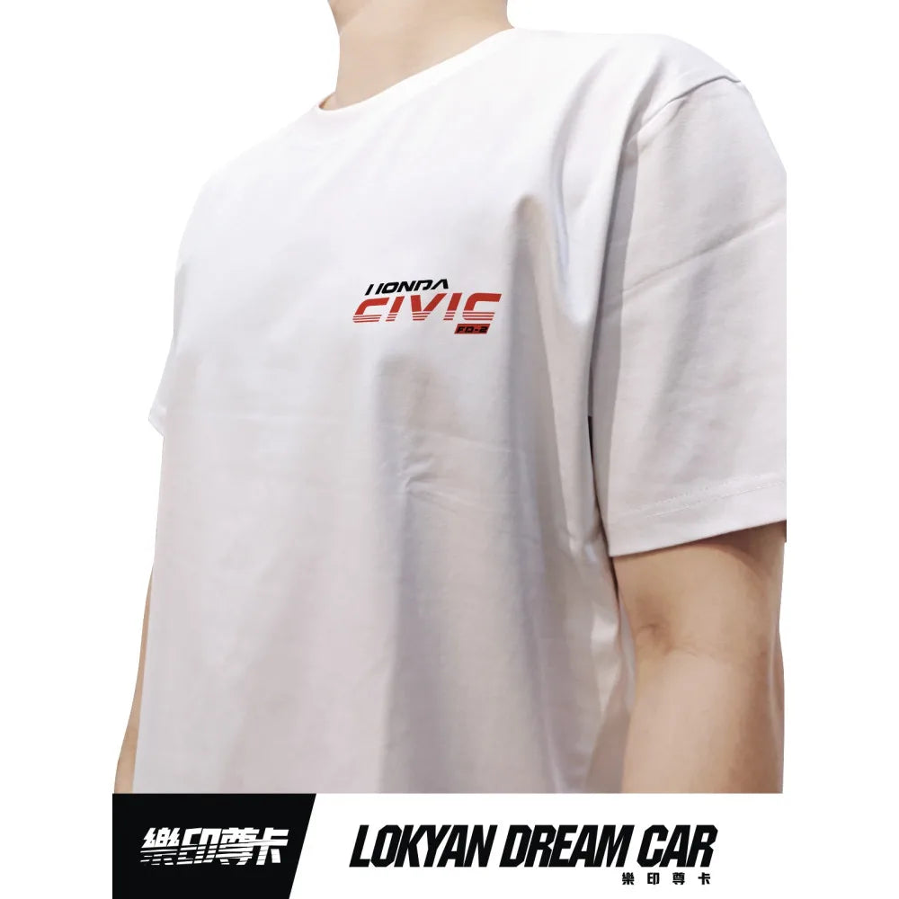 Civic Type R JDM Car T Shirt Racing Graphic Tee Men 100% Cotton Streetwear Back Print Top