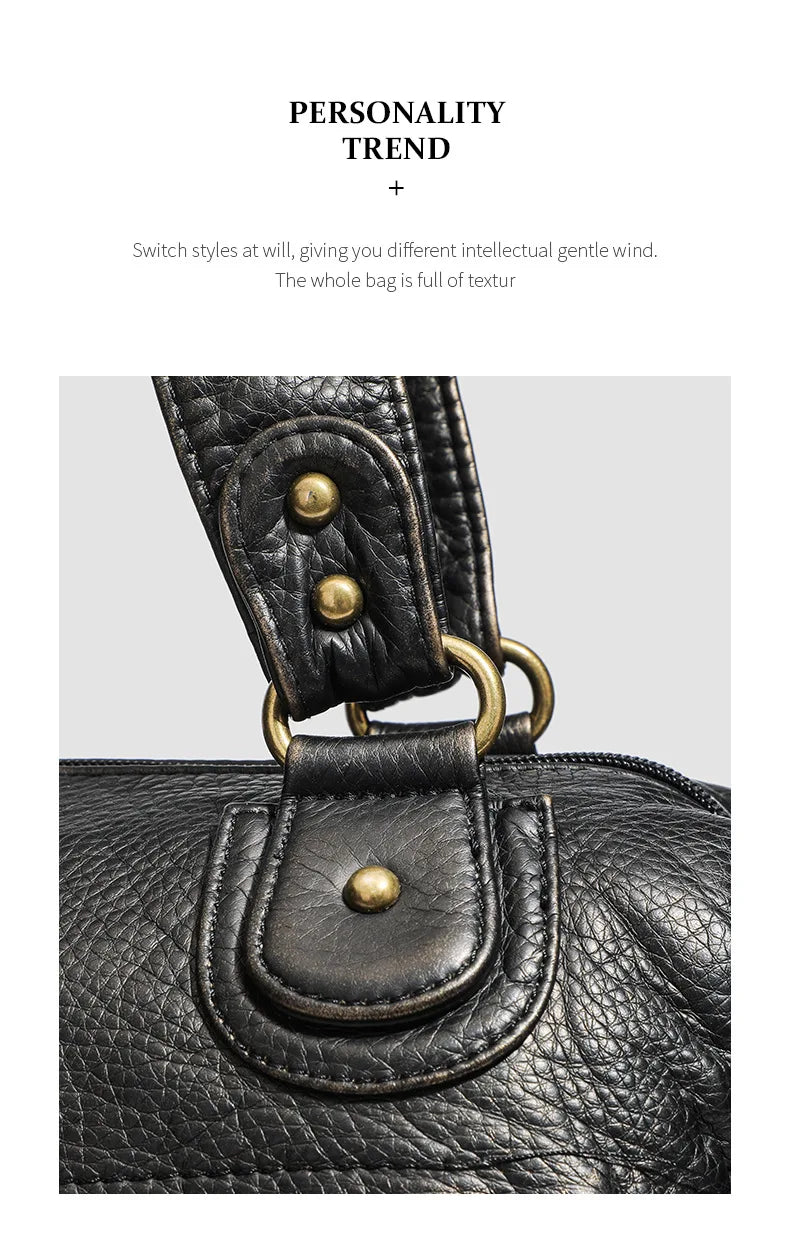 Y2K Hot Women's Punk Biker Tote Bag Large Capacity PU Leather Crossbody Purse with Multi Pockets for Work Commute Moto Style