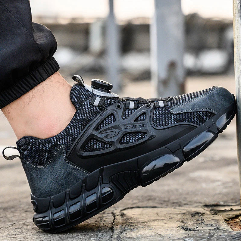 Light Breathable Sneaker Safety Shoes With Steel Toe Cap Anti-Piercing, Shock Absorbing Anti-Smash Design, Work Shoes for Men