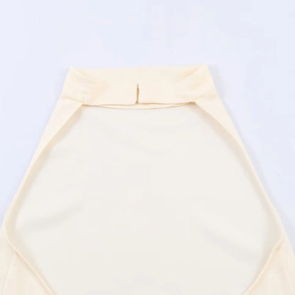 Chic Sexy Women Backless Asymmetric Neck-mounted White Tops Modern Fashion 2026 Spring Valentine's Day Night Party Vest