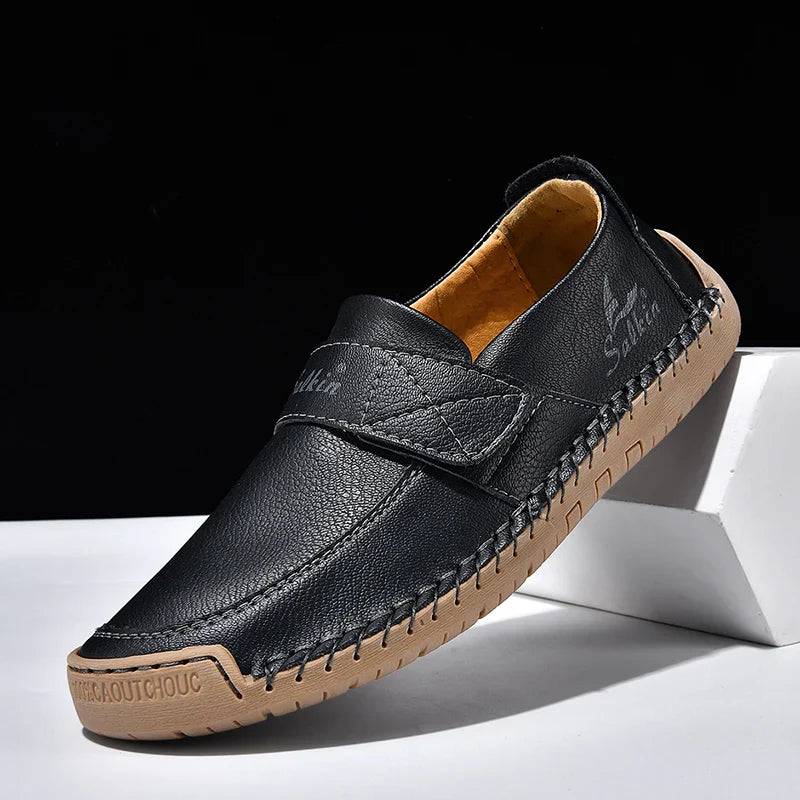 Handmade Men's Slip On Loafers Soft Leather Shoes Lightweight Breathable Driving Shoes Non Slip Daily Casual Outdoor Sneakers