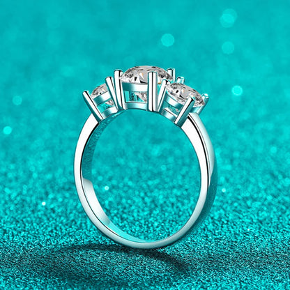 Full D Color Moissanite Ring 925 Sterling Silver Rings for Women 3-Stone Proposal Engagement Wedding Bands Party Jewelry