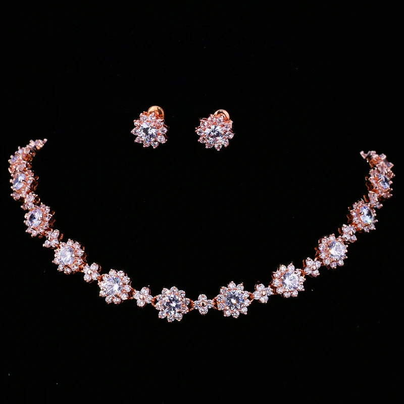 Classic Hot Sale 5 Colors Options High Quality Round Zirconia Jewelry Sets for Elegant Women Wedding Dress Accessories